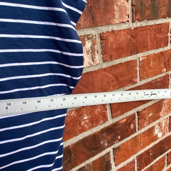 Chaps Womens 2X Keyhole Cutout Back Blue Stripe Batwing Short Sleeve Top - Picture 6 of 8